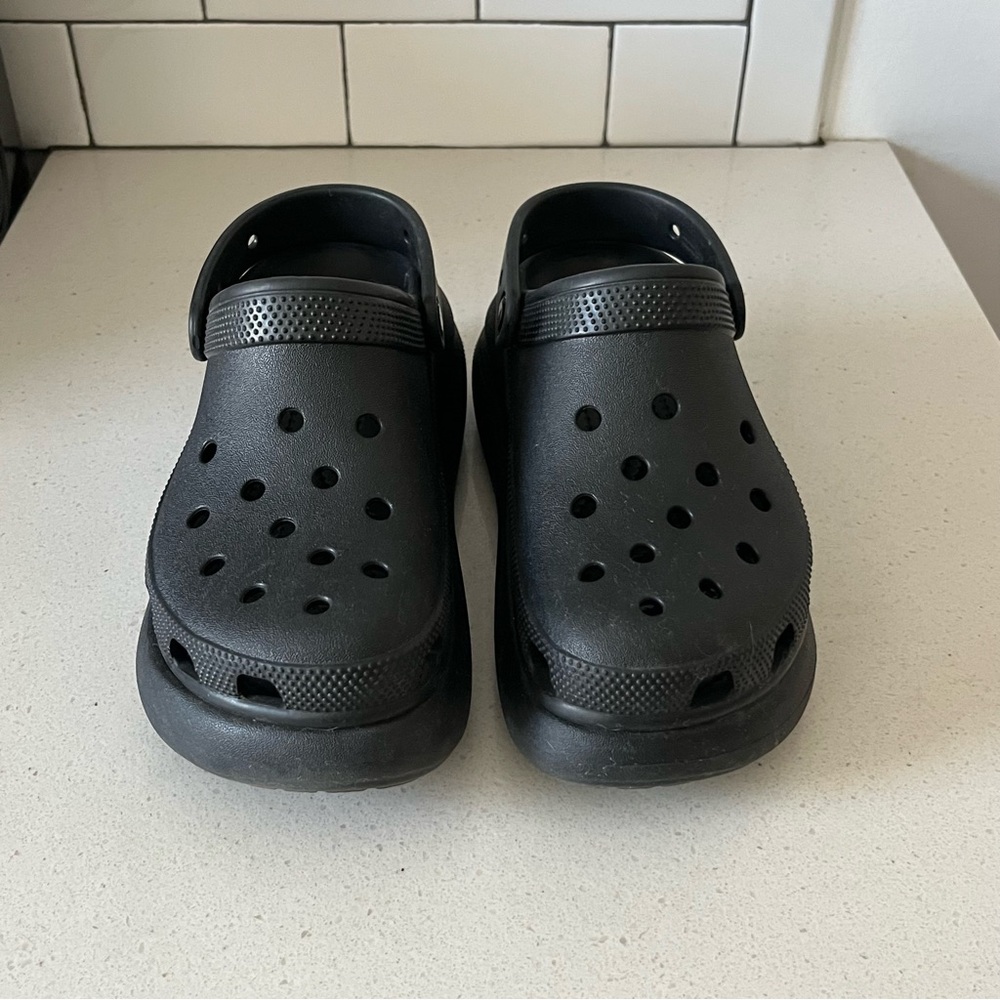 Platform Black Croc Clogs - Picture 2 of 6